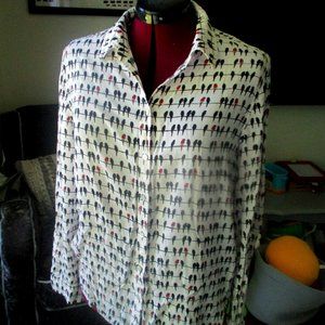Birds on a Wire, Parrot Button Down Blouse